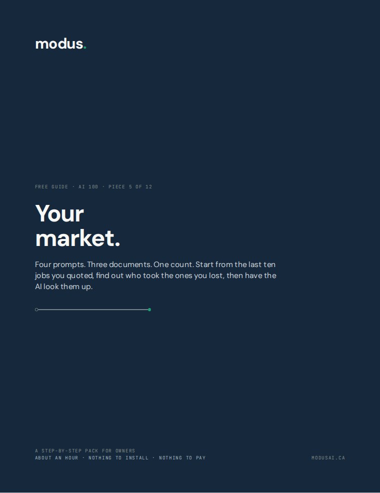 Guide cover: &ldquo;Your market&rdquo;, AI 100 piece 5, English edition.