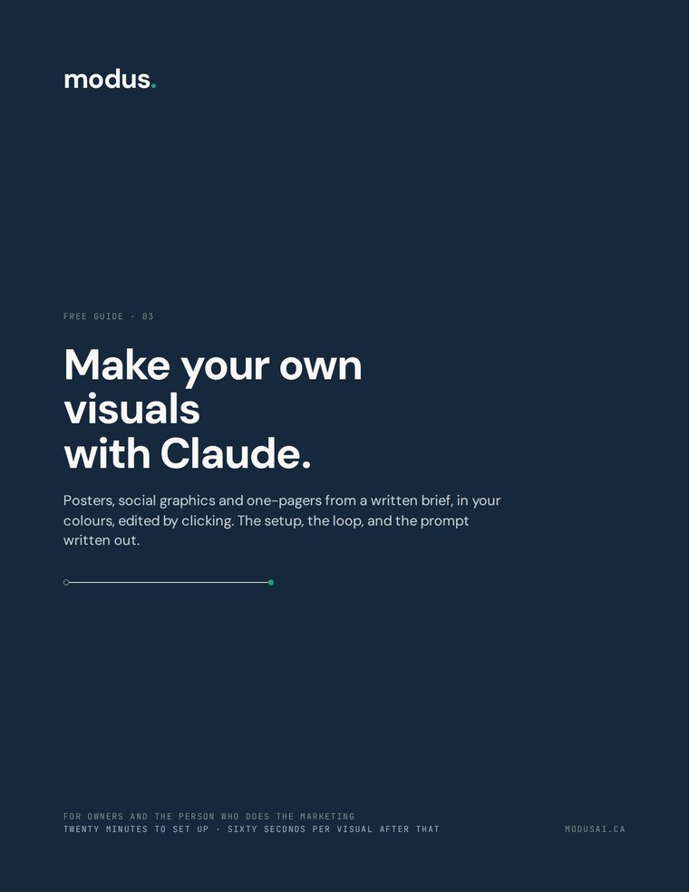 Guide cover: “Make your own visuals with Claude”, English edition.