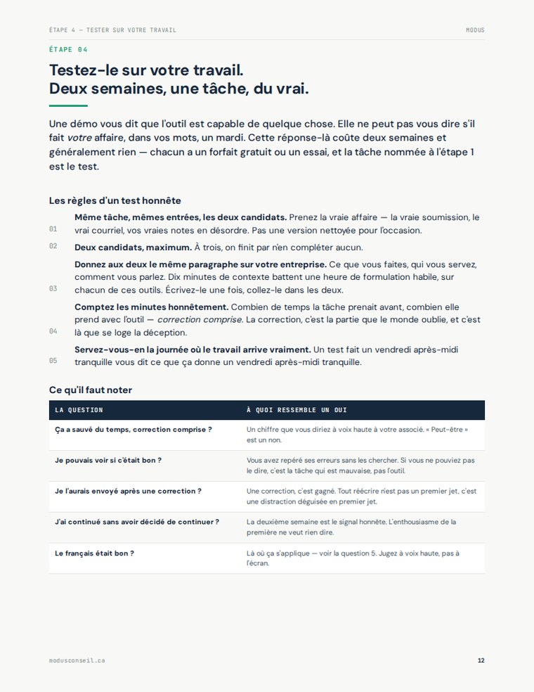 Guide page describing the rules for an honest two-week trial and what to write down.
