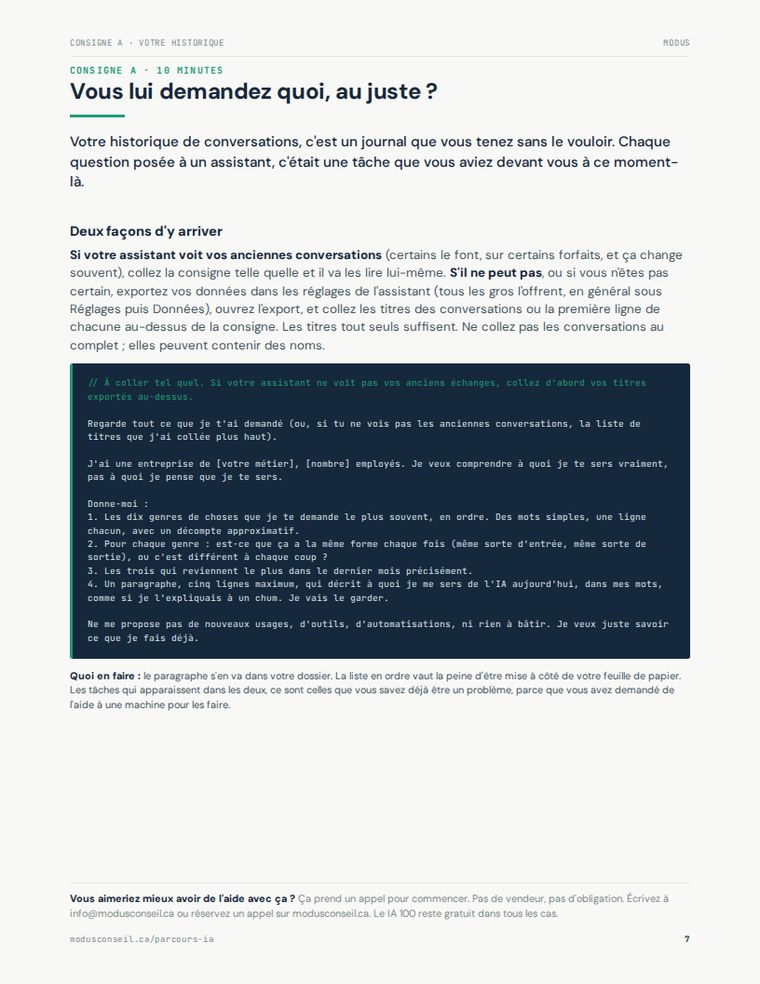 Guide page: the prompt for reading your own AI chat history.